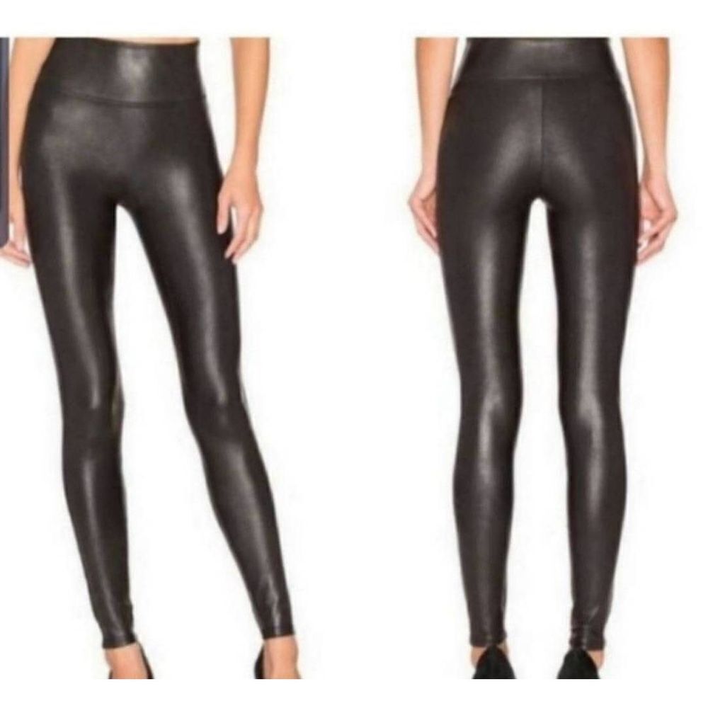 Spanx black  Faux Leather Leggings sz Medium
